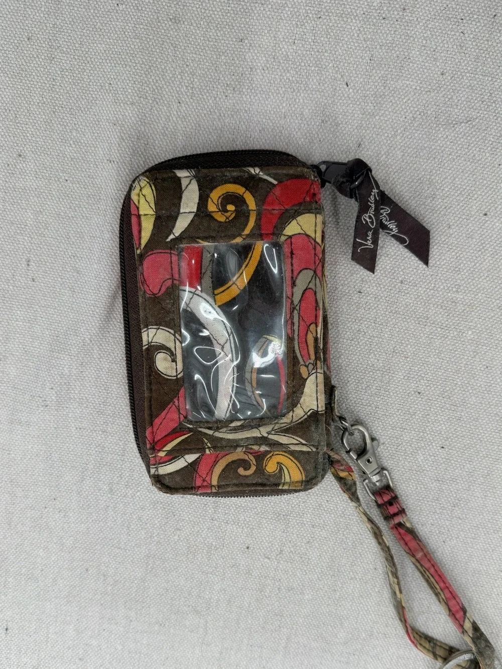 Vera Bradley Brown Pink Yellow Floral ID Wallet